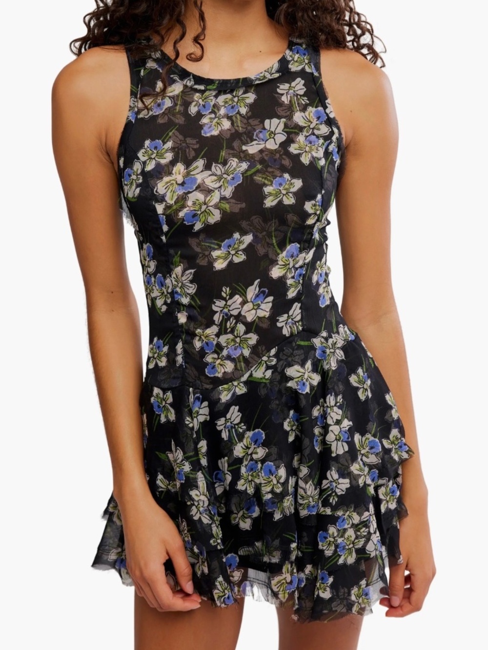 NWT $128 Free People Raven Print Mini Dress Size XS Midnight Combo